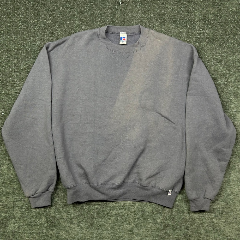 VTG Russell Athletic Crewneck Sweatshirt Men's Gray Fleece Pullover Sports - XL